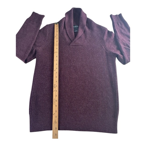 The Mens Store Sweater SmMerino Wool Dark Purple Solid Knit V-neck Bloomingdales - Picture 6 of 11